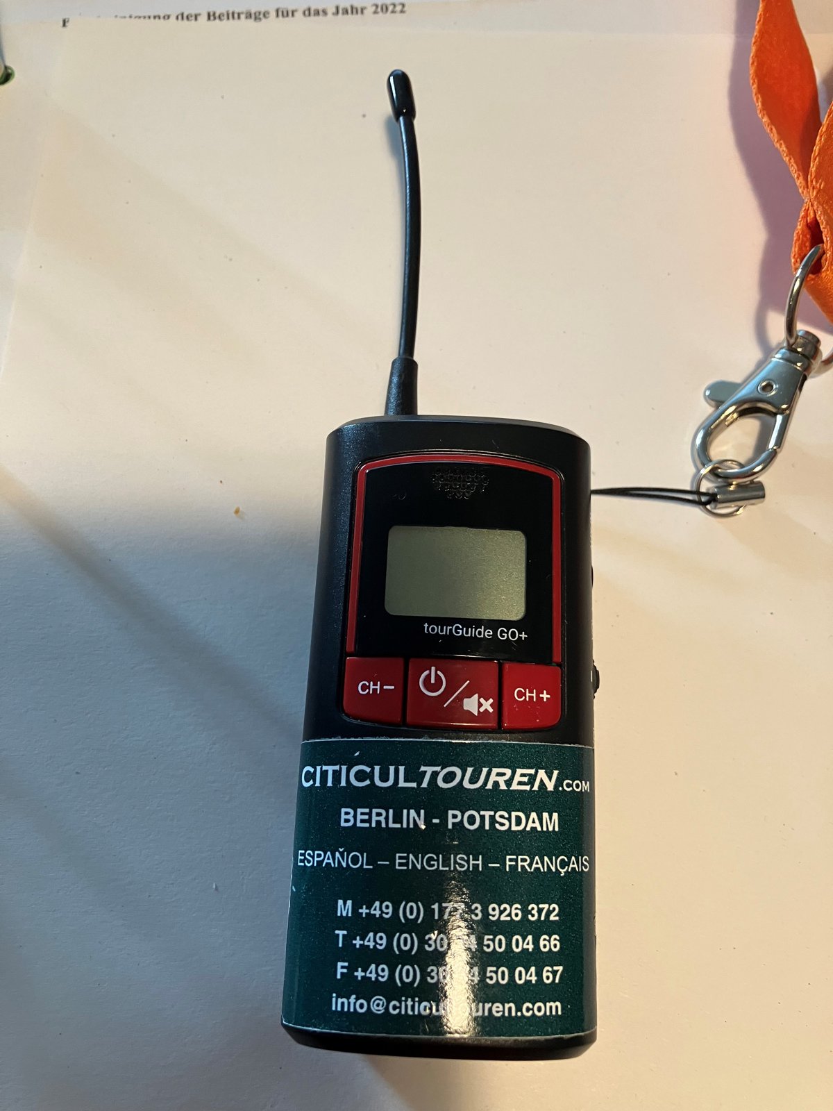Receptor de audio de Citicultouren para grupos