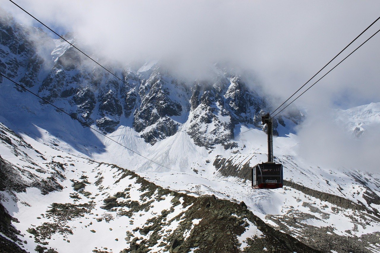 Cable car in the Mont Blanc massif