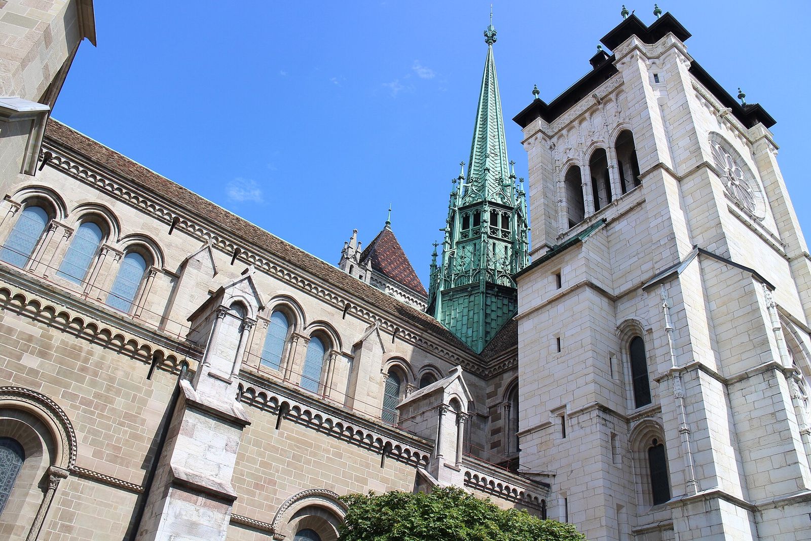 The towers of St Peter’s Cathedral in Geneva’s old town