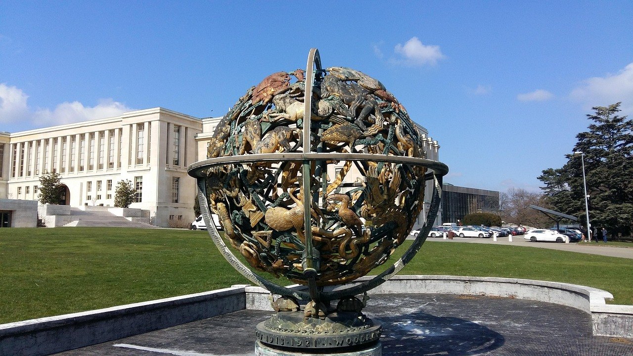 The armillary sphere in front of the Palais des Nations